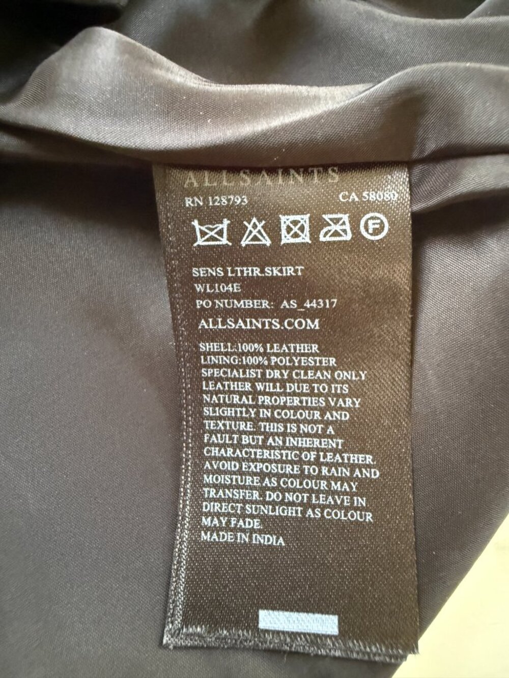 ALL SAINTS 100% Leather Sens Mini Skirt A Line Zip Up Moto Rocker Glam US 2 - Picture 7 of 9